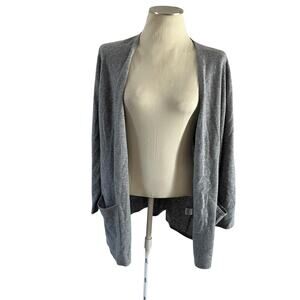 Ryllace Plus Size Gray Open Front Cardigan Wmns 2X Pockets